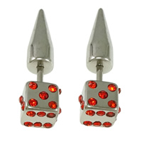 Stainless Steel Fake Taper Dice with rhinestone red 26mm 1mm Sold By Lot