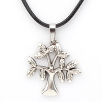 PU Leather Cord Necklace Zinc Alloy with PU Leather with 5cm extender chain Tree antique silver color plated nickel lead & cadmium free Sold Per Approx 17 Inch Strand