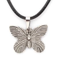 PU Leather Cord Necklace Zinc Alloy with PU Leather with 5cm extender chain Butterfly antique silver color plated nickel lead & cadmium free Sold Per Approx 17 Inch Strand