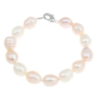 Freshwater Cultured Pearl Bracelet Freshwater Pearl brass clasp Rice natural multi-colored 11-12mm Sold Per Approx 7.5 Inch Strand