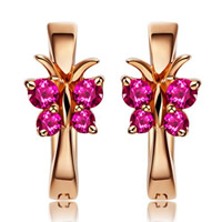 925 Sterling Silver Stud Earrings Butterfly real rose gold plated with cubic zirconia Sold By Lot