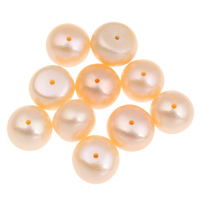 Cultured Button Freshwater Pearl Beads, natural, pink, 8-9mm, Hole:Approx 0.8mm, 10PCs/Bag, Sold By Bag