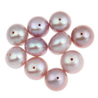 Natural Freshwater Pearl Loose Beads, Button, purple, 9-10mm, Hole:Approx 0.8mm, 10PCs/Bag, Sold By Bag