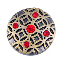 Zinc Alloy Jewelry Snap Button Flat Round antique bronze color plated with rhinestone nickel lead & cadmium free 20mm Sold By Bag