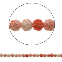 Perles de bouddhistes, géant cannelé, fleur, normes différentes pour le choix, rose coquille, Trou:Environ 2mm, Vendu par brin