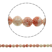Buddha Beads, Fluted Giant, Round, shell pink, 13mm, Hole:Approx 2mm, Approx 30PCs/Strand, Sold Per Approx 14.9 Inch Strand