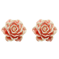 Fluted Giant Connector, Flower, 1/1 loop & layered, shell pink, 49x50x18mm, Hole:Approx 1mm, Sold By PC