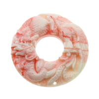 Fluted Giant Connector, Flat Round, 1/1 loop, shell pink, 49x9mm, Hole:Approx 2mm, Sold By PC