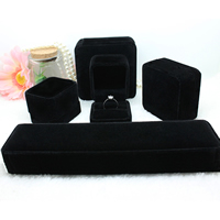 boîtes à bijoux en velours, velours de coton, avec Colle Film, styles différents pour le choix, noire, 20PC/lot, Vendu par lot