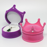 Velvet Necklace Box, Velveteen, with Glue Film, Crown, with rhinestone, more colors for choice, 65x65x47mm, Sold By PC