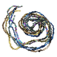 Perles hématites amagnétiques, hématite non magnétique, fleur, Placage, plus de couleurs à choisir, 3.50x3.50x2mm, Trou:Environ 0.7mm, Longueur:Environ 15.5 pouce, 10Strandstoron/lot, Environ 118PC/brin, Vendu par lot