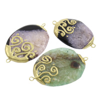 Ice Quartz Agate Connector, with Brass, natural, mixed & 1/1 loop, 38x23x7mm-30x45x6mm, Hole:Approx 2mm, 5PCs/Bag, Sold By Bag