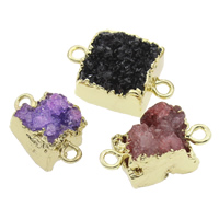 Druzy Connector, Ice Quartz Agate, with Brass, natural, druzy style & mixed & 1/1 loop, 17x9.5mm-20x12x9mm, Hole:Approx 2mm, 5PCs/Bag, Sold By Bag