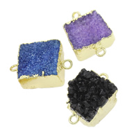 Druzy Connector, Ice Quartz Agate, with Brass, natural, druzy style & mixed & 1/1 loop, 21x16x9mm-25x17x13mm, Hole:Approx 2mm, 5PCs/Bag, Sold By Bag