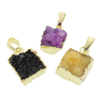 Natural Agate Druzy Pendant, Ice Quartz Agate, with Brass, druzy style & mixed, 10x15x8.5mm-13x18x10mm, Hole:Approx 5x7mm, 5PCs/Bag, Sold By Bag