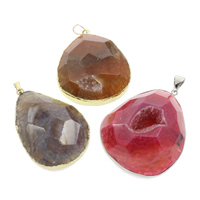 Dragon Veins Agate Pendant, with Brass, natural, faceted & mixed, 42x49x12mm-46x58x16mm, Hole:Approx 5x7mm, 5PCs/Bag, Sold By Bag