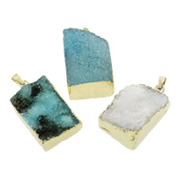 Natural Agate Druzy Pendant, Ice Quartz Agate, with Brass, druzy style & mixed, 21x35x14mm-21x36x19mm, Hole:Approx 5x7mm, 5PCs/Bag, Sold By Bag