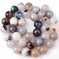 Natürliche graue Achat Perlen, Grauer Achat, rund, verschiedene Größen vorhanden, Bohrung:ca. 1-1.2mm, verkauft per ca. 15 ZollInch Strang
