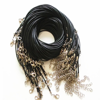 Cordon collier de mode, Ciré Nylon, avec 2Inch chaînes de rallonge, noire, protéger l'environnement, sans nickel, plomb et cadmium, 2mm, Longueur:Environ 17.7 pouce, 10Strandstoron/lot, Vendu par lot