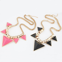 Resin Necklace Zinc Alloy with Resin Triangle gold color plated box chain & faceted nickel lead & cadmium free Sold By Lot