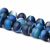 Natürliche Streifen Achat Perlen, rund, verschiedene Größen vorhanden & satiniert, blau, frei von Nickel, Blei & Kadmium, Bohrung:ca. 1-1.2mm, verkauft per ca. 15 ZollInch Strang