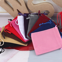 Ékszer zsinórral táskák, Velveteen, több színt a választás, 70x90mm, 100PC-k/Lot, Által értékesített Lot