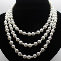 South Sea Shell Sweater Chain Necklace, Round, natural, white, 10mm, Sold Per Approx 63 Inch Strand