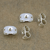 Brass Tension Ear Nut, thick 925 sterling silver plated, high quality plating and never fade, nickel, lead & cadmium free, 6x4.50x3.50mm, Hole:Approx 1mm, 400PCs/Lot, Sold By Lot