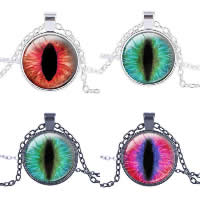 Time Gem Jewelry Necklace Zinc Alloy with Paper & Glass with 2lnch extender chain Flat Round plated pupil eye design & oval chain nickel lead & cadmium free Length Approx 23.5 Inch Sold By Lot
