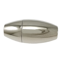 Edelstahl Magnetverschluss, oval, originale Farbe, 16x7mm, Bohrung:ca. 3mm, 50PCs/Menge, verkauft von Menge