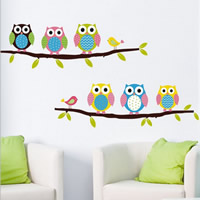 Wall Stickers & Decals, PVC Plastic, Owl, adhesive, 350x540mm, Sold By Set