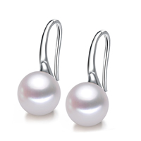 Freshwater Pearl Stud Earring, brass earring hook, Potato, natural, white, 9-10mm, Sold By Pair