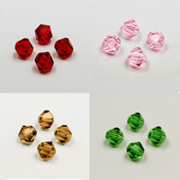 Bicone Crystal Beads, transparent & faceted, more colors for choice, 4mm, Hole:Approx 1mm, 100PCs/Bag, Sold By Bag