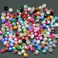 Perles de cristal bicône, Placage de couleur AB, transparent & facettes, plus de couleurs à choisir, 4mm, Trou:Environ 1mm, 100PC/sac, Vendu par sac