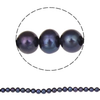 Perlas Patata Freshwater, Perlas cultivadas de agua dulce, natural, Negro, Grado A, 7-8mm, agujero:aproximado 0.8mm, Vendido para 15 Inch Sarta