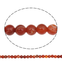 Natürliche Streifen Achat Perlen, rund, rot, 8mm, Bohrung:ca. 1mm, ca. 48PCs/Strang, verkauft per ca. 14.8 ZollInch Strang