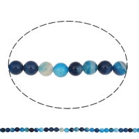 Natürliche Streifen Achat Perlen, rund, blau, 8mm, Bohrung:ca. 1mm, ca. 48PCs/Strang, verkauft per ca. 15 ZollInch Strang