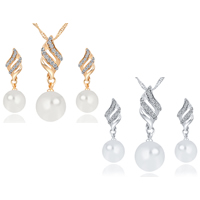 Zink Alloy Jewelry Sets, örhänge & halsband, med Plast Pearl, plated, tvinna oval kedja & med strass, fler färger för val, 10x40mm, Längd Ca 15.7 inch, Säljs av Ställ