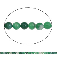 Natürliche Streifen Achat Perlen, rund, grün, 8mm, Bohrung:ca. 1mm, ca. 48PCs/Strang, verkauft per ca. 15 ZollInch Strang