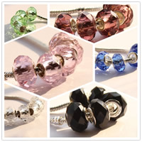 European Crystal Beads, Krystal, Rondelle, messing dobbelt kerne uden trold & facetteret, flere farver til valg, 15mm, 100pc'er/Bag, Solgt af Bag