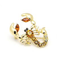 Crystal Brooch Zinc Alloy with Crystal Scorpion gold color plated faceted & with rhinestone nickel lead & cadmium free Sold By PC