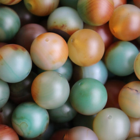 Malachit Achat Perle, rund, natürliche & verschiedene Größen vorhanden & satiniert, Bohrung:ca. 1-1.2mm, verkauft per ca. 15 ZollInch Strang