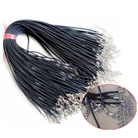 Fashion Necklace Cord Rubber zinc alloy lobster clasp with 1.5Inch extender chain platinum color plated black nickel lead & cadmium free 2mm Length Approx 17.7 Inch Sold By Lot
