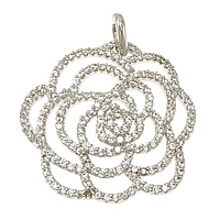 Cubic Zirconia Micro Pave Brass Pendant, Flower, platinum plated, micro pave cubic zirconia, nickel, lead & cadmium free, 27x27x3.50mm, Hole:Approx 3x5mm, Sold By PC