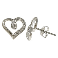 Cubic Zirconia Micro Pave Brass Earring Heart platinum plated micro pave cubic zirconia nickel lead & cadmium free Sold By Pair