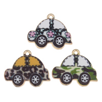 Vehicle Shaped Tibetan Style Pendants, Car, gold color plated, enamel, more colors for choice, nickel, lead & cadmium free, 23x19x2mm, Hole:Approx 1mm, 100PCs/Bag, Sold By Bag