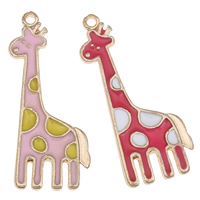 Tibetan Style Animal Pendants, Giraffe, gold color plated, enamel, more colors for choice, nickel, lead & cadmium free, 15x32x2mm, Hole:Approx 1mm, 100PCs/Bag, Sold By Bag