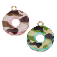 Zinc Alloy Enamel Pendants Donut gold color plated camouflage nickel lead & cadmium free Approx 2mm Sold By Bag