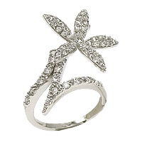 Cubic Zirconia Micro Pave Brass Ring Flower platinum plated & micro pave cubic zirconia nickel lead & cadmium free 27mm Sold By PC