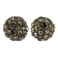Rhinestone Tibetan Style Beads, Round, plumbum black color plated, with rhinestone, nickel, lead & cadmium free, 8mm, Hole:Approx 2mm, 50PCs/Lot, Sold By Lot